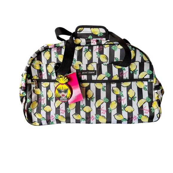 BESTY JOHNSON lemon print wheeled duffle bag NEW WITH TAGS - Picture 1 of 6